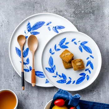 Modrý Vzor Keramické Šalátový Tanier Jednoduché A Kreatívne Rezance Jedlo Európskej Zeleniny, Dezertné Misky AKUHOME