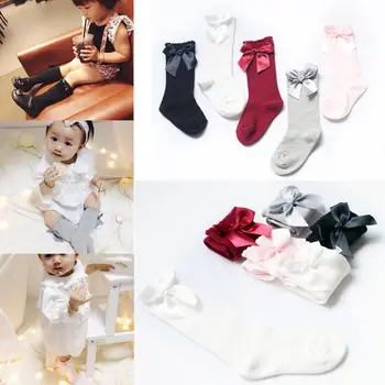 0-4 Rokov Dojčenská Baby Dievčatá Kolená Vysoké Ponožky Bavlna Luk Kolená Pevne Páse S Nástrojmi Súbor