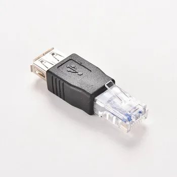 PC Crystal Head RJ45 Samec na USB 2.0 AF Žena Adaptér Konektor Notebook LAN Kábel Siete Ethernet Converter Transverter Plug