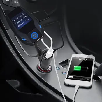 Bluetooth, FM Vysielač, Adaptér do Auta s 1.44 Palcový Displej TF Kartu, MP3 Prehrávač
