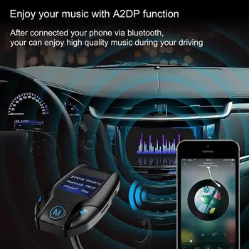 Bluetooth, FM Vysielač, Adaptér do Auta s 1.44 Palcový Displej TF Kartu, MP3 Prehrávač