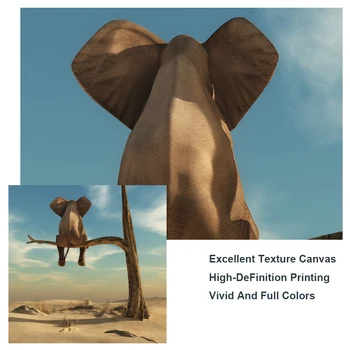 Slon Sedí Na Strome Pobočky Moderného Umenia Plátno Plagáty A Vytlačí Surrealizmus Umenie Obrazy Zábavné Umenie Zvieratá Obrázky Cuadros