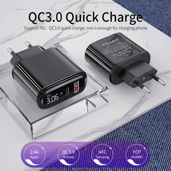 Essager LED Rýchle Nabíjanie 3.0 USB Nabíjačka, PD3.0 PD QC3.0 QC USB Typu C Mobilného Telefónu Rýchlo Nabíjačka Pre iPhone pre Samsung