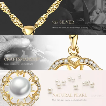 DOTEFFIL Nové 925 Striebro Pozlátené Reťaze Perlový Náhrdelník Prívesok Prírodné Sladkovodné Perly Šperky Odkaz Ženy, Darček, Doprava Zdarma