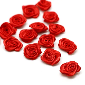 25pcs/veľa Hot DIY Saténová Stuha Ruže Kvet Rozety Textílie Kvet Luk Appliques Pre Ručné Svadobné Plavidlá Príslušenstvo 20 mm