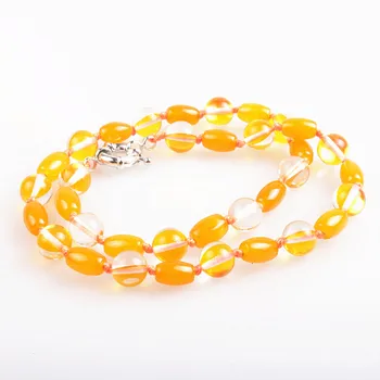 Ručne viazané žltá farba kameňa korálky náhrdelník Detí náhrdelník
