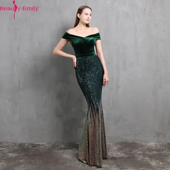 Elegantné Ramena bez Rukávov Večerné Šaty 2021 Módne Velvet Sequined Zips Späť Večerné Šaty pre Ženy, 5 Farieb