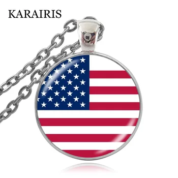 KARAIRIS Módne Národnej Vlajky Náhrdelník Kanady, USA, UK, Cabochon Šperky vyrábané Ručne Prívesok Sveter Reťazca so suvenírmi Náhrdelníky Dary
