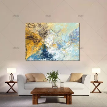 Ručné moderné Abstraktné Krajiny olejomaľba Zlaté a Biele Farebné Maľby v štýle Art deco obrazy Domov Stenu Office Dekor