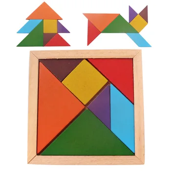 Farebné Deti Drevené 3D Puzzle Montessori Hračka Vzdelávacie Geometrický Tvar, Skladačky Tangram Rada Vzdelávacie Hračky Pre Deti,