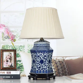 Vintage štýl, porcelánu, keramiky stôl, stolové lampy na posteli čínsky Modré a Biele Porcelánové modrého porcelánu stolná lampa