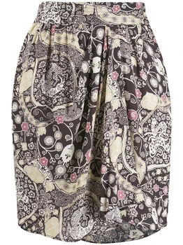 2020 Skoro Na Jar Ženy Vintage Mini Sukne Asymetrické Tlač Vysoký Pás Dámy Krátke Sukne Ženské Oblečenie