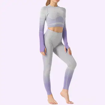 Ženy prúžok GYM fitness Oblečenie Bezšvíkové Jogy Nastaviť Vysoký Pás Squat Dôkaz cvičenie Nohavice Elastický športové Tepláky