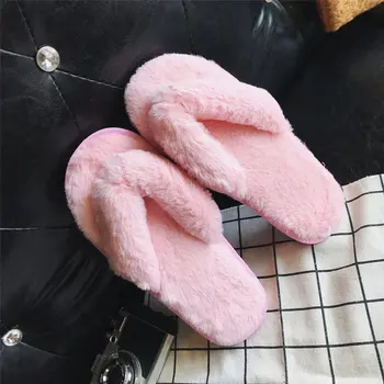 Zimné domáce vnútorné bavlnené papuče ženy teplé umelú kožušinu pohodlné dom papuče spálňa dámy flip-flops obuv žena