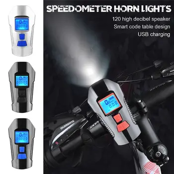 Nepremokavé Cyklistické Svetlo Nabíjania cez USB Bicykel Predné Svetlo Blesku Riadidlá USB Horn Speed Meter Plnenie Bicykli Bicyklov Svetla