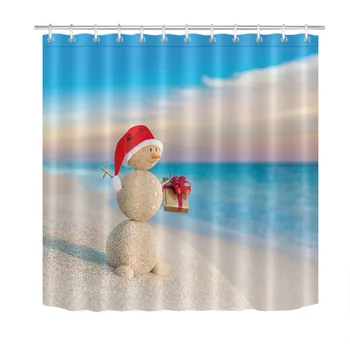 Vianočné Sandy Snehuliak Sprchový Záves s Koberec Extra Dlhé Kúpeľňa Nepremokavé Eco-Friendly Polyester Textílie Pre Vaňou Dekor