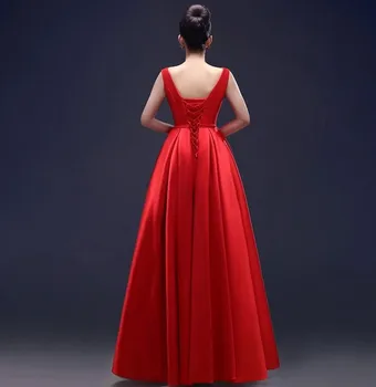 Nový príchod elegantné večerné šaty s drážkou výstrihu krajky-up šaty formálne party šaty vestidos de festa