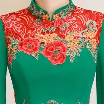 Červený Strana Orientálne Šaty Dámske Cheongsam Ušľachtilý Čínsky Štýl, Elegantné Dlhé Qipao Luxusné Svadobné Šaty Šaty Vestido S-4XL