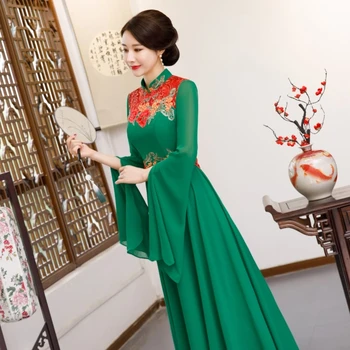 Červený Strana Orientálne Šaty Dámske Cheongsam Ušľachtilý Čínsky Štýl, Elegantné Dlhé Qipao Luxusné Svadobné Šaty Šaty Vestido S-4XL