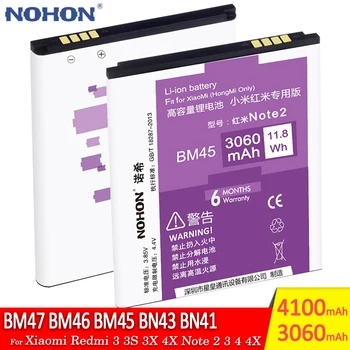 Pôvodné NOHON Batérie BM47 BM46 BM45 BN43 BN41 Pre Xiao Redmi 3 3S 3X 4X Poznámka 2 3 4 4X Mobilný Telefón Náhradná Bateria