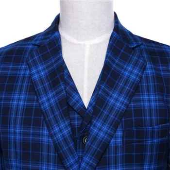 Pánske obleky Modré Pruhované Muži Obleky Formálne Ženícha Tuxedos Svadobné Obleky 3 Ks Oblekoch, Vlastné topy, nohavice, vesta
