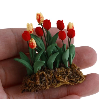 Miniatúrne Tulipán Živice Deti Kvetín Domček Pre Bábiky Rozprávky Pre 1/12 Bábiky Dom, Kuchyňa, Jedáleň Dekorácie
