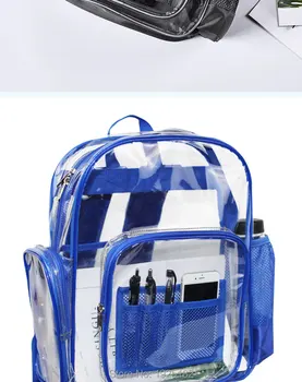 SMTMJB PVC Jasné Batoh pre Dámske Fit 14 palcový Notebook Školské tašky Bookbag pre Študentov Transparentné PVC Multi-Vrecká