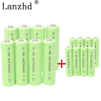 AAA Nabíjateľné batérie AA batéria NiMH Batérie 1.2 V 1500mah batéria pre Diaľkové Ovládanie Toy kamery (8Pcs AA + 8Pcs AAA)