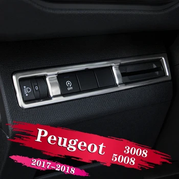 1X Auto Styling Nehrdzavejúcej Ocele Spínač Svetlometov Sequin Nastavenie Svetlometov Kryt Príslušenstvo Pre Peugeot 3008 GT 5008 2017 2018