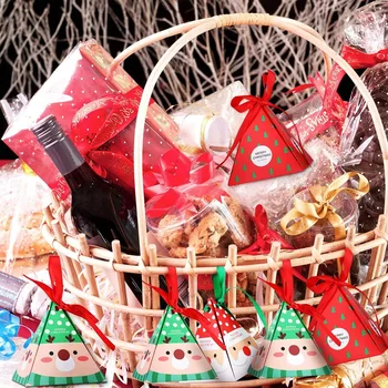 48 Ks Vianočné Cukrovinky Boxy Dar Liečiť Boxy Santa Darčekové krabičky s Pásky, pre Xmas Svadobné Koláčiky Darčekové Balenie