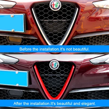 QHCP ABS/Carbon Fiber Štýl Pre Alfa Romeo Giulia Príslušenstvo Auto Hlavu Mriežky V Rám Dekorácie Výbava Nálepku Krytu Styling