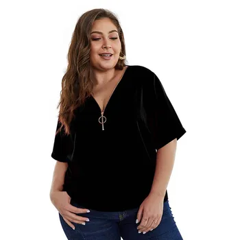2020 Lete Nadrozmerné T Shirt Ženy V Krku Čierna T-shirts Nadrozmerná Femme Tee Tričko Voľné Bežné Krátke Tričká pre Ženy