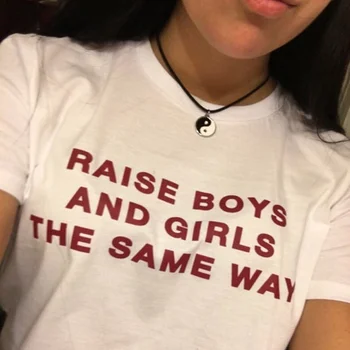 Zvýšiť Chlapci a Dievčatá rovnako Tričko Ženy Punk Rock Tee Košele feministe ženy tričko slogan grunge tumblr rovnosť topy