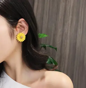 2020 Nový kórejský Štýl Spray Paint Veľký Kvet Stud Náušnice Pre Ženy Módne Letné Doplnky, Elegantné Sladké Brincos 2E335
