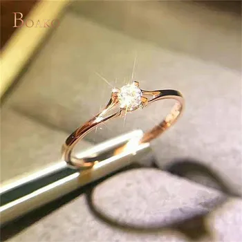 Jednoduché Tenké Prst Prsteň Biele Kubický Zirkón Zásnubný Prsteň Rose Gold Color Stohovanie Snubný Prsteň Pre Ženy Minimalistický Šperky Z4