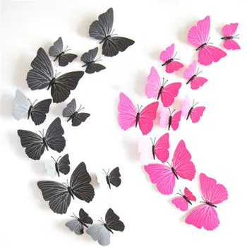 12pcs/veľa Motýľ Domáce Dekorácie 3D Simulácia Buterfly Samolepky na Stenu Domov Obývacia Izba Odtlačkový Magnet Remesiel Dovolenku Dekorácie