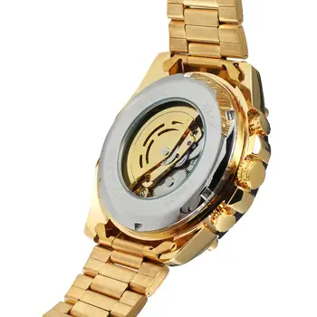 VÍŤAZ Módneho priemyslu pánske hodinky čiernej zliatiny kolo prípade hodinky automatické mechanické náramkové hodinky