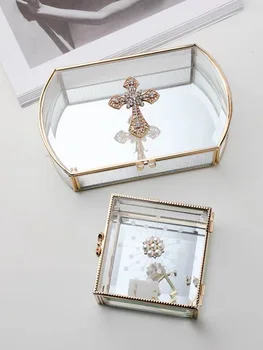 Antiqued Kvet Sklo Šperky Organizovať Držiteľ Krúžok Box Svadobný Náhrdelník Náramky Náušnice Šperky Skladovanie Príslušenstvo