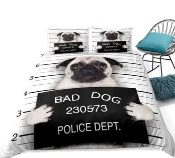 Pug posteľná bielizeň set roztomilé šteňa Perinu nastaviť pre teen Cartoon pet Posteľ line Roztomilý pes Vzor prehoz cez posteľ King bytového Textilu
