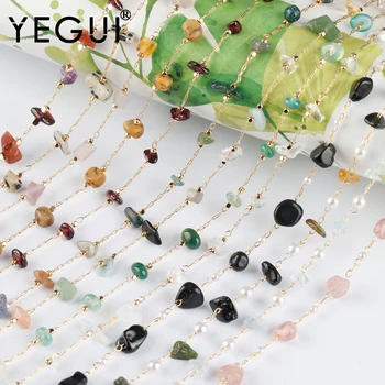 YEGUI C198,diy reťazca,18k zlatom,meďou kovov,prírodného kameňa,ručne vyrobené,prívesky,šperky robiť,diy náramok, náhrdelník,1m/veľa