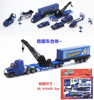 14pcs/box Zliatiny a plastové modré polície kamión set fire engine buldozér bager vrtuľník motocykel model vyhovuje Deti hračky