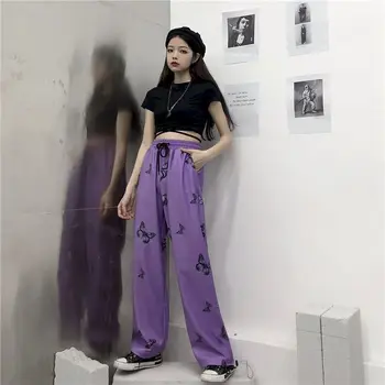 Vysoký pás nohavice ženy fialová svietidla tepláky womans 2020 plus veľkosť bežné streetwear nohavice Členok-Dĺžka pár oblečenie