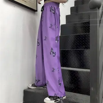 Vysoký pás nohavice ženy fialová svietidla tepláky womans 2020 plus veľkosť bežné streetwear nohavice Členok-Dĺžka pár oblečenie