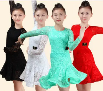 Latinské tanečné šaty pre dievčatá sála súťaže čipky latinskej salsa šaty deti dievča, rumba, samba spandex deti 2018 tango sukne