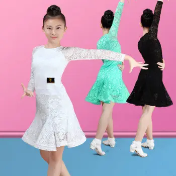 Latinské tanečné šaty pre dievčatá sála súťaže čipky latinskej salsa šaty deti dievča, rumba, samba spandex deti 2018 tango sukne