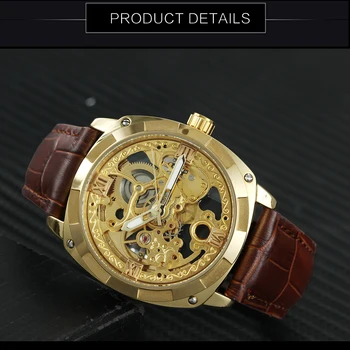 FORSINING Jednoduché Automatické Hodinky Mužov Značky Luxusné Kostra Mechanické Hodinky pre Muža, Originálne Kožené Popruh Námestie Náramkové hodinky