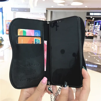 Luxusné kožené peňaženky karty Crossbody reťazca taška telefón puzdro pre iphone XS max puzdro Pre iphone X prípade XR 6 6 7 8 Plus kryt