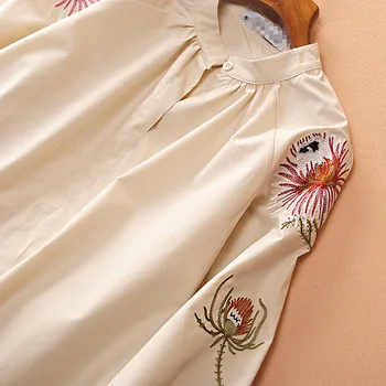 Biele Tričko dámske Bavlnené Tričko Voľné kórejský Štýl, Pulóver, Vyšívané Blúzka Žena Voľné Tričko Blusas Mujer De Moda 2020