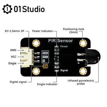01Studio Ľudské Telo Infračervený Senzor PIR Seňor Detektor Modul pre pyBoard MicroBit Micropython Vývoj Doska