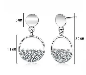 Nové 925 Sterling Silver Crystal Kolo Stud Náušnice Pre Ženy 2020 kórejský Boucles d'oreilles Svadobné Šperky Dievča Darčeky eh209